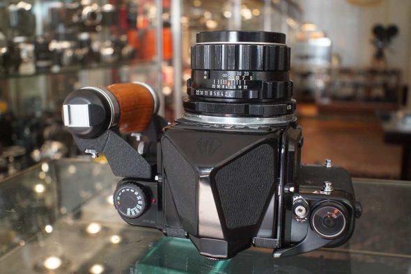 Pentax 67 kit with standard prism + Takumar 105mm F/2.4 lens + wooden grip