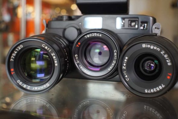Contax G2, Black Millenium outfit w/ 28/45/90 + TLA200