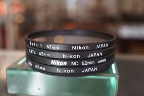 Lot of 4 different original Nikon 62mm screw in filters